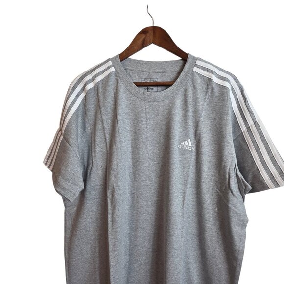 Adidas Shirt Womens 1X Dress Loose Fit Medium Three Stripes Grey Heather - Picture 5 of 16